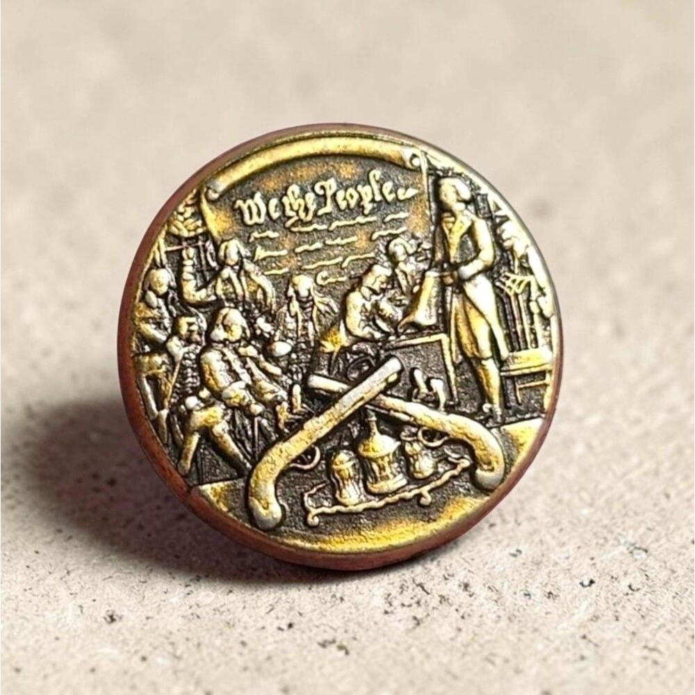 Vintage NRA We The People Lapel Pin Brass Colonial 2nd Amendment Collectible 2A